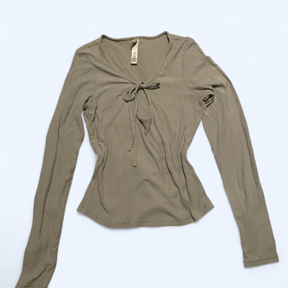 Skims Soft Lounge Tie-Front Long Sleeve Top